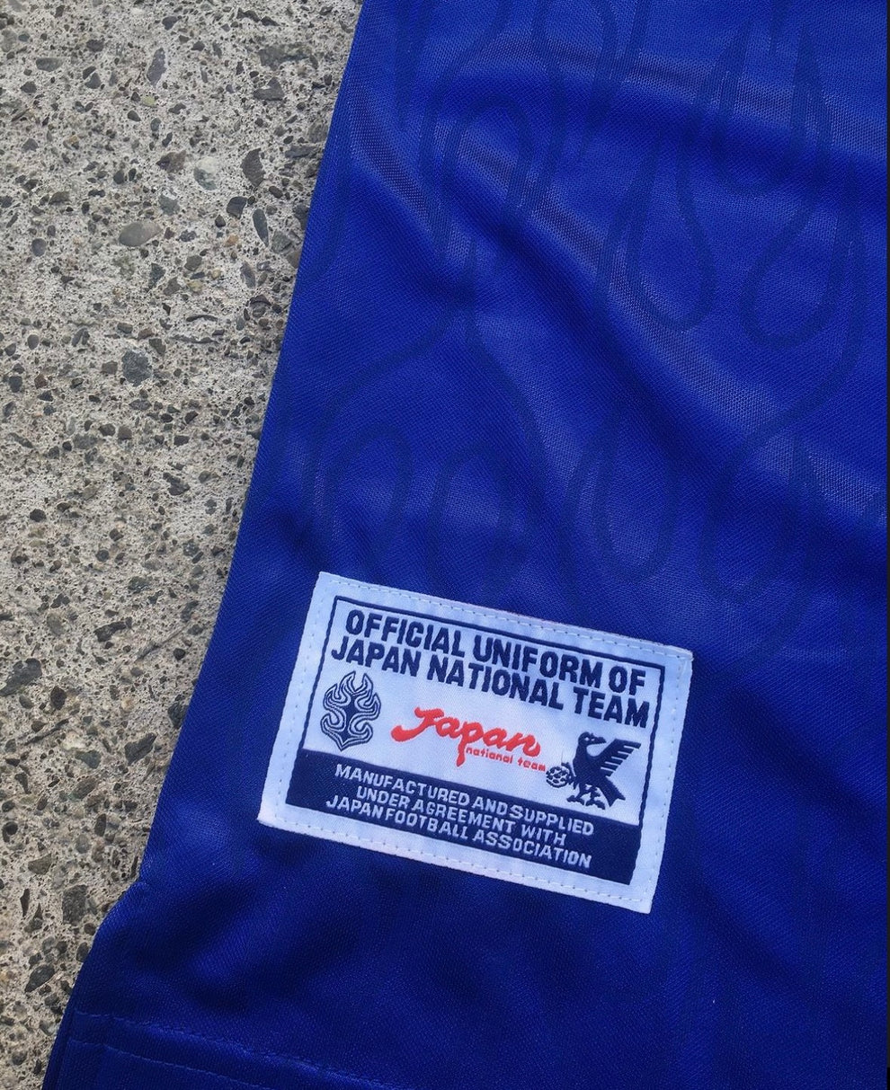 Blue White Asics Streetwear Football Top Stussy Special Edition 1998 1999 T Shirt Kit World Cup Japan Flame Jersey Home 